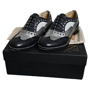Office of Angela Scott Mr. Doubt Wingtip Brogue Silver Black Leather Oxford 36.5